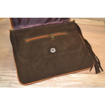 Torebka ze skóry etno w ciemnobrązowym kolorze  z koralikami mullo .